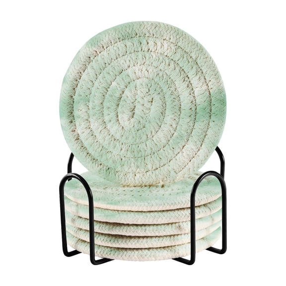 6 Coil Coasters 3.94x3.94x0.24 Inch Water Coasters Drink Coasters with Cup Holders Absorbent Coasters Heat Resistant for Bar Protection Super Cool Green
