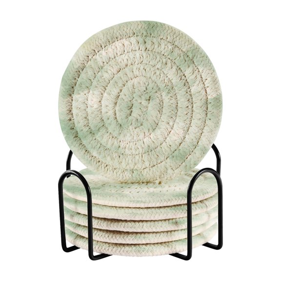 6 Coil Coasters 3.94x3.94x0.24 Inch Water Coasters Drink Coasters with Cup Holders Absorbent Coasters Heat Resistant for Bar Protection Super Cool Light Green