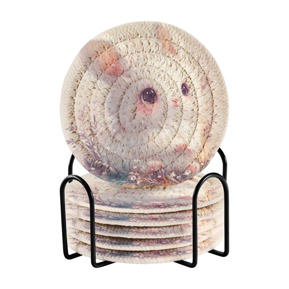 6 Coil Coasters 3.94x3.94x0.24 Inch Water Coasters Drink Coasters with Cup Holders Absorbent Coasters Heat Resistant for Bar Protection Super Cool White Rabbit
