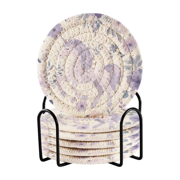 6 Coil Coasters 3.94x3.94x0.24 Inch Water Coasters Drink Coasters with Cup Holders Absorbent Coasters Heat Resistant for Bar Protection Super Cute Purple Unicorn