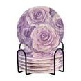thumbnail image 1 of 6 Coil Coasters 3.94x3.94x0.24 Inch Water Coasters Drink Coasters with Cup Holders Absorbent Coasters Heat Resistant for Bar Protection Purple Roses, 1 of 7