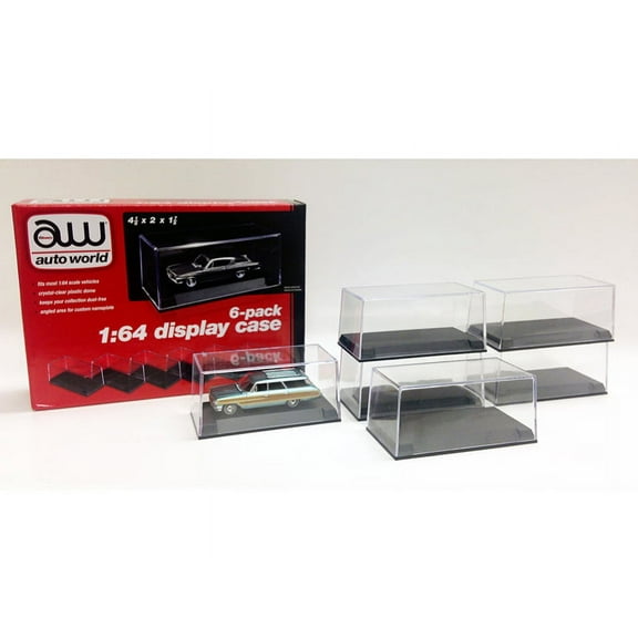 6 Collectible Display Show Cases for 1/64 Scale Model Cars by Auto World