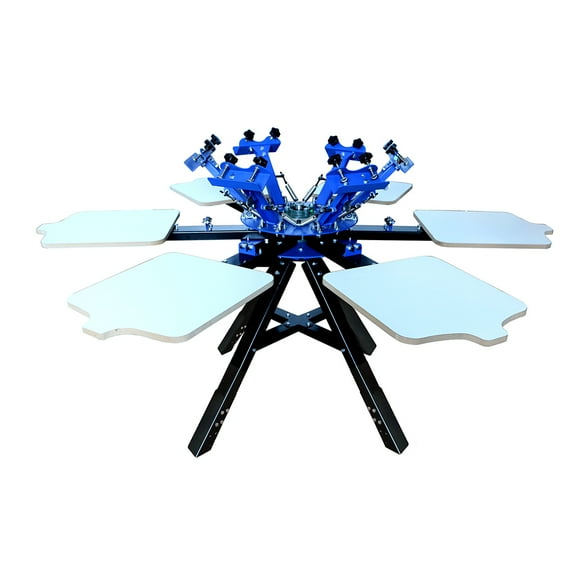 6 Color 6 Station Screen Printing Press Floor Standing Double Rotary Screen Printing Machine 4 Cartons/Set