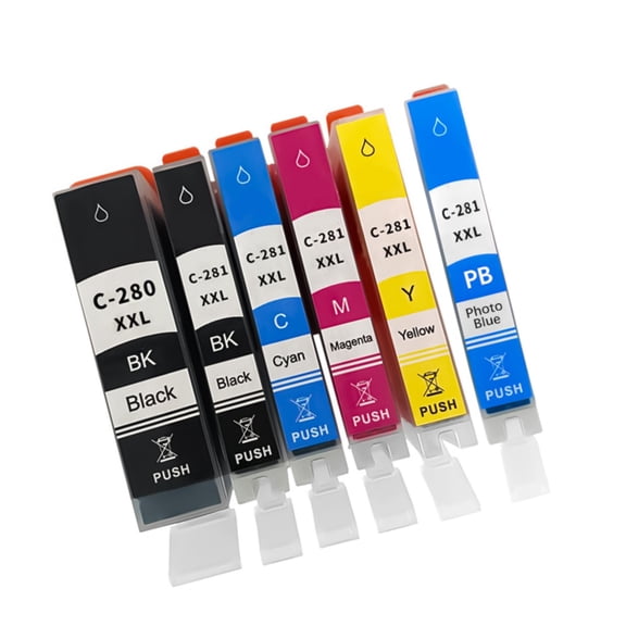 6 Color ABS Inks Cartridge Set For PGI280 CLI281 XXL Printers HassleFree Installation And Long Performances