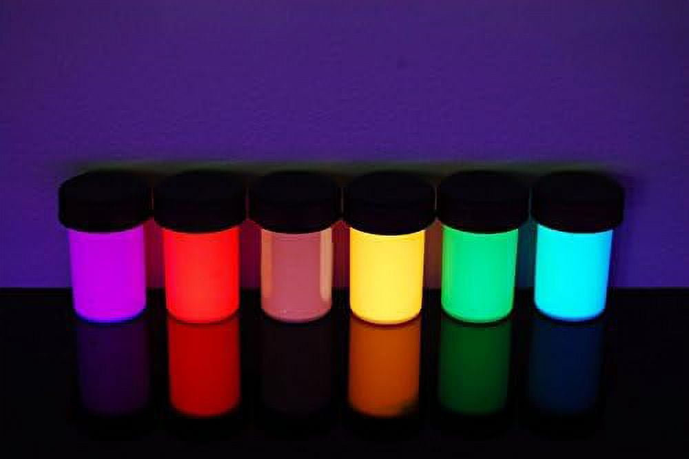 6 Color Assorted Blacklight Reactive Fluorescent Paints, 6 Pack 3/4Oz