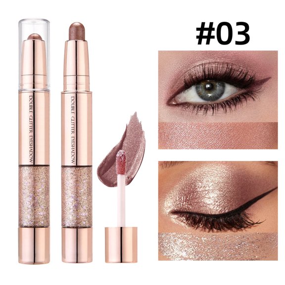 6 Color Double-Ended Gradient Glitter Eyeshadow Stick,Eye Shadow,Blush, Highlight & Contour Pen, Cream Blendable Metallic Pen, Lightweight Long-Lasting Eye Makeup Pen for Daily Makeup,Portable