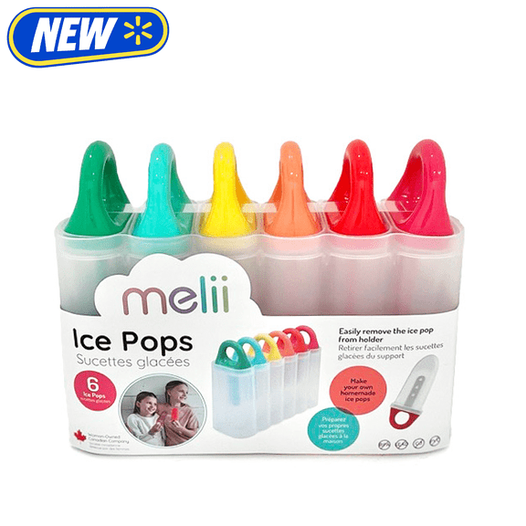Melii Ice Pop Mold, 6 Plastic Popsicle Molds, Fruity