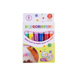 6-Color Popcorn 3D Art Pens, Puffy Foam Drawing Markers for DIY Craft Projects, 0.3 fl oz Each