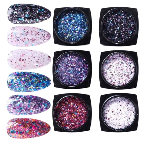 6 Color Powder Set Delicate Glitter Nails Glitter Powders Nails Art Decorations Perfect for Beautiful Nails