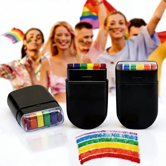 6-Color Rainbow Face Paint Stick - Professional Multi-Color Body Crayon for Soccer Fans, Festival & Sports Game Day Decorations