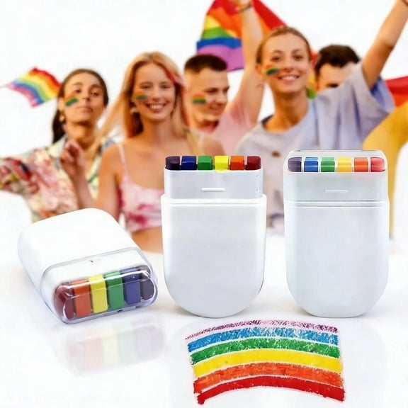 6-Color Rainbow Face Paint Stick - Professional Multi-Color Body Crayon for Soccer Fans, Festival & Sports Game Day Decorations