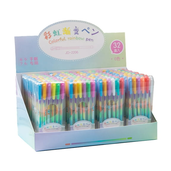 6-Color Rainbow Gradient Pen, Multicolor Highlighter and Writing Pen, Fun Tool for Color Coding, Journaling, and Creative Note-Taking, Perfect Gift for Organizers and Youngsters