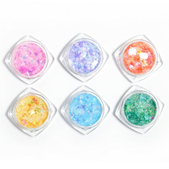 6 Color Sturdy PET Glitter Flakes Stars Nail Art Decorations Glitter Flakes