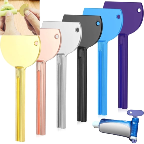 6 Color Toothpaste Roller Squeezer,Tutuviw Metal Tube Squeezer,Rustproof Manual Tube Wringer,Tube Keys Dispenser Rolling for Toothpaste Cosmetic Hand Cream Paint Squeezer (6 Pcs)