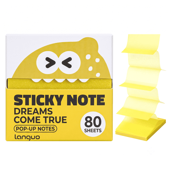 6-Color Transparent Pull-Out Sticky Notes (80 sheets per box), Cute Fruit Monster 3D Sticky Notes, Office Supplies, Strong Adhesion, Ideal for Office Use