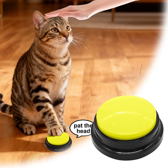 6 Color Voice Recording Button,30s Recordable Sound Button for Dogs & Cats, ABS Training Toy for Pet Education & Games (3.1×3.1×1.6Inch,Yellow)
