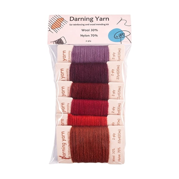 6 Color Wool Darning Yarn For Clothing Repair, 30 Wool 70 Nylon Mixed For Soft And Strong Stitching, Suitable For Sewing And Fabric Art Projects