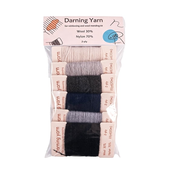 6 Color Wool Darning Yarn For Clothing Repair, 30 Wool 70 Nylon Mixed For Soft And Strong Stitching, Suitable For Sewing And Fabric Art Projects