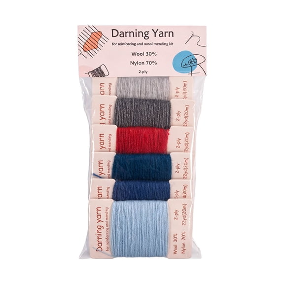 6 Color Wool Darning Yarn For Jackets Fix, Soft Wool Nylon Mixed For Comfortable Mending For Craft And Decorative Stitching