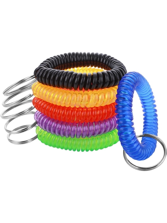 6 Color Wrist Coil Keychain Plastic Coil Wristband Stretch Spring Spiral Coil Bracelets Key Chain Wrist Key Holder for Sauna Gym Pool ID Badge and Outdoor Sports