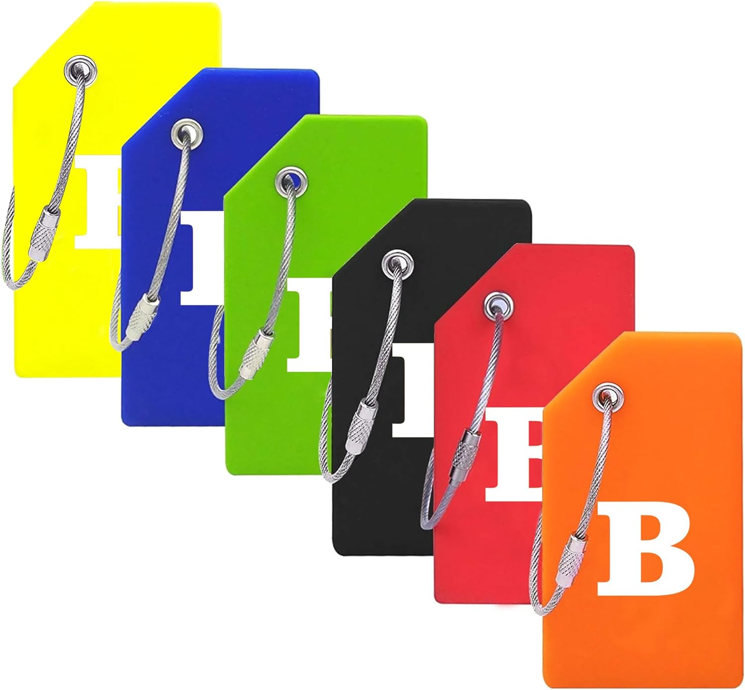 6 Colorful Unique Silicone Initial Luggage Tags Identifiers for suitcases with Labels Durable