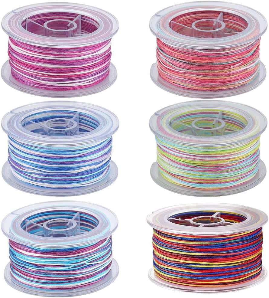 6 Colors 0.8mm Waxed Beading Cord Waxed Bracelet Cords Waxed Polyester Cord Thread Colorful Wax Cord String Wax Cord Beading String for Jewelry Making Bracelet Necklace Macrame Supplies Colorful