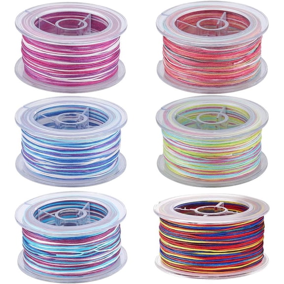 6 Colors 0.8mm Waxed Beading Cord Waxed Bracelet Cords Waxed Polyester Cord Thread Colorful Wax Cord String Wax Cord Beading String for Jewelry Making Bracelet Necklace Macrame Supplies Colorful
