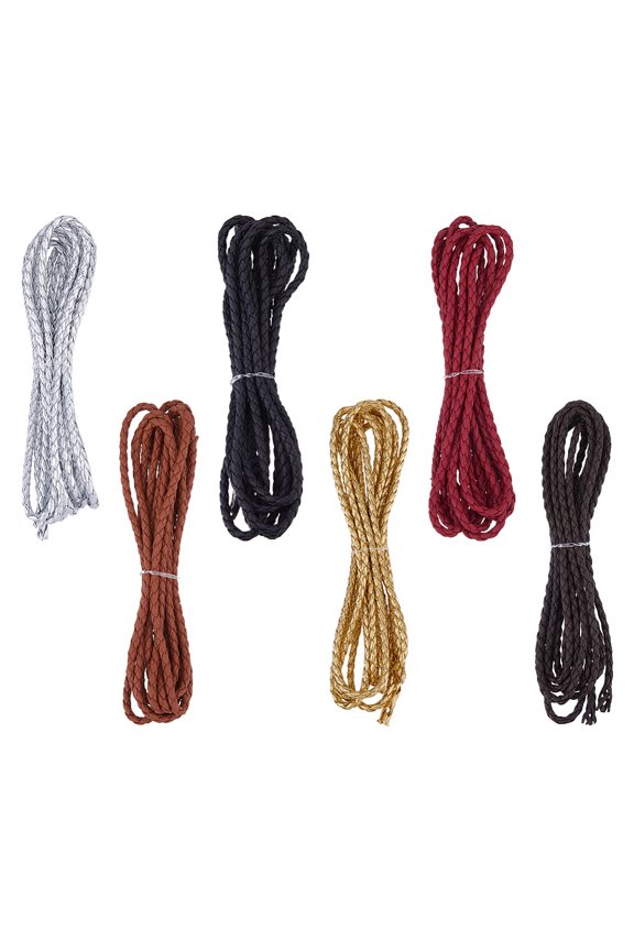 6 Colors 16.38 Yards Leather 4mm Imitation Leather Cords String Rope Folded Cord Rope Lace for Necklace Bracelets Jewellery BraidingDIY