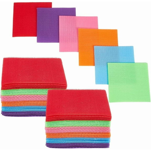 6 Colors 30Pcs Square Carpet Markers Hook and Loop Fastener Colorful Nylon Rectangle Multipurpose Carpet Stickers Standing Spots