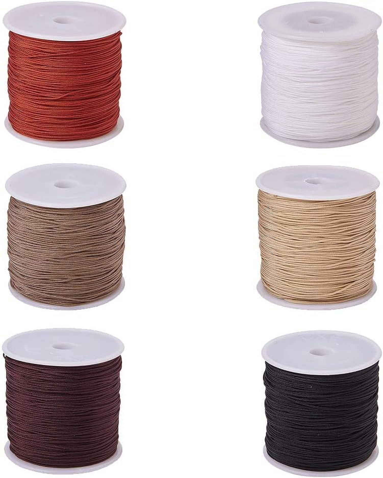 6 Colors 600 Yard Rattail Nylon Cord 0.8mm Chinese Knotting Cord Shamballa Macrame Thread Beading String for DIY Jewellery Making Kumihimo Friendship Bracelets - Dark Colors Red