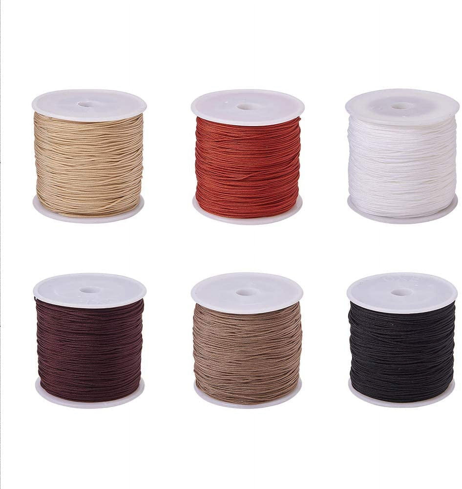 6 Colors 600 Yard Rattail Nylon Cord 0.8mm Chinese Knotting Cord Shamballa Macrame Thread Beading String - Dark Colors