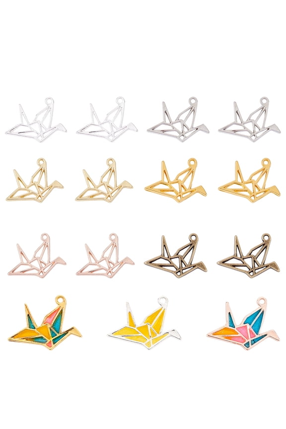 6 Colors Alloy Open Back Bezel Pendants For DIY UV Resin Epoxy Resin Pressed Flower Jewelry Paper Crane Mixed Color 31x24mm 6 colors