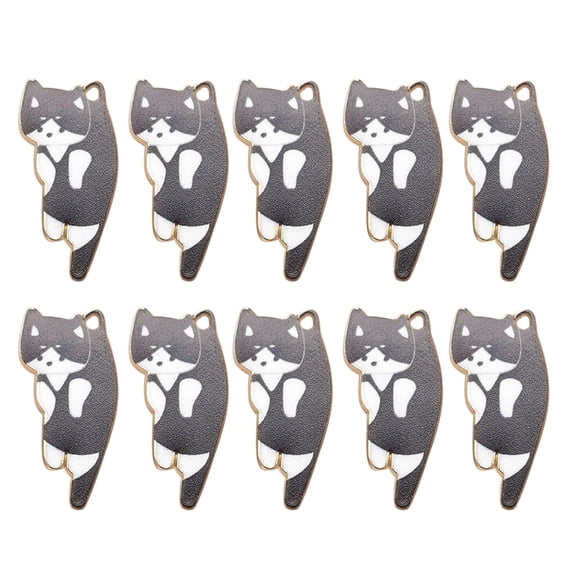 10 Pcs Cartoon Animals Kitten Pendants 6 Colors Alloy Earrings Jewelry Necklace Pendant DIY Accessories