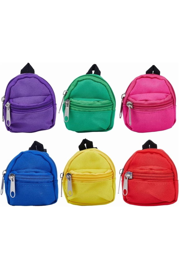 6 Colors Backpacks Mini Zipper Bag Cute School Bags Miniatures Keys Purse Costume Ornament for Accessories Photography Props Red Green Purple Yellow Blue Rose Red for DIY