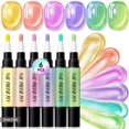thumbnail image 1 of 6 Colors Cat Eye Gel Nail Polish Pen Set, 3-in-1 Magnetic Gel Polish with Base Color & Top Coat, 4 ml DIY Manicure Kit, 1 of 7