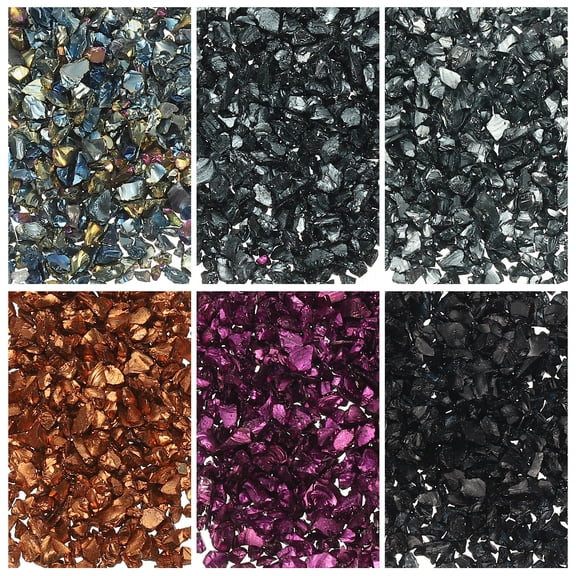 6 Colors Crushed Glass Chips, 1-3mm Irregular Glitter 33g, Dark Color Series
