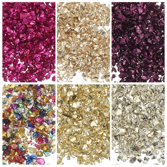 6 Colors Crushed Glass Chips, 1-3mm Irregular Glitter 33g, Multicolored