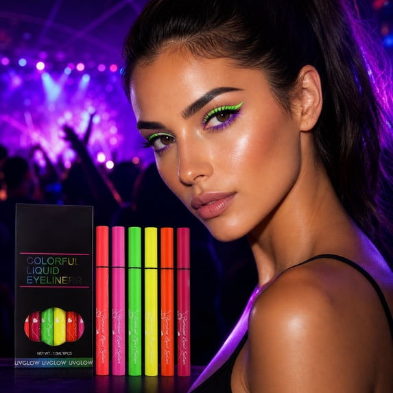 6 Colors Face Paint Makeup, Sweatproof, Smudgeproof, Waterproof UV Eye Liner Set, Glow Face Painting Kit for Adults Artist Halloween Christmas Birthday Party