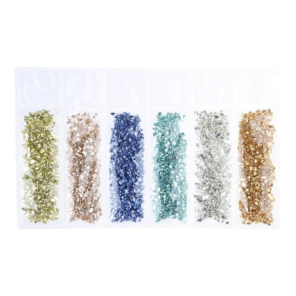 6 Colors Glass Crushed Stones Broken Metal Pieces Glitter Irregular Glass Chips for DIY Crafts Jewelry Making