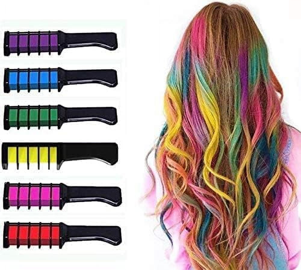 6 Colors Hair Chalk Combs for Girls Gifts, Temporary Hair Color Chalk