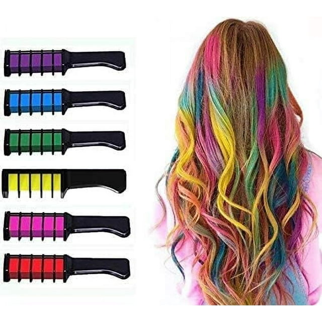 6 Colors Hair Chalk Combs for Girls Gifts, Temporary Hair Color Chalk