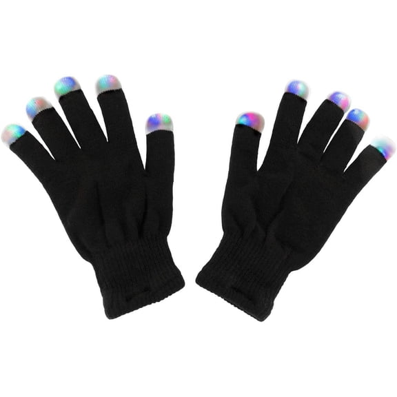 6 Colors LED Rave Glove - Black Knit Strobe Fingertips with 3 Colors 6 Modes for Light Shows Concerts Festivals, Party Favors Gift