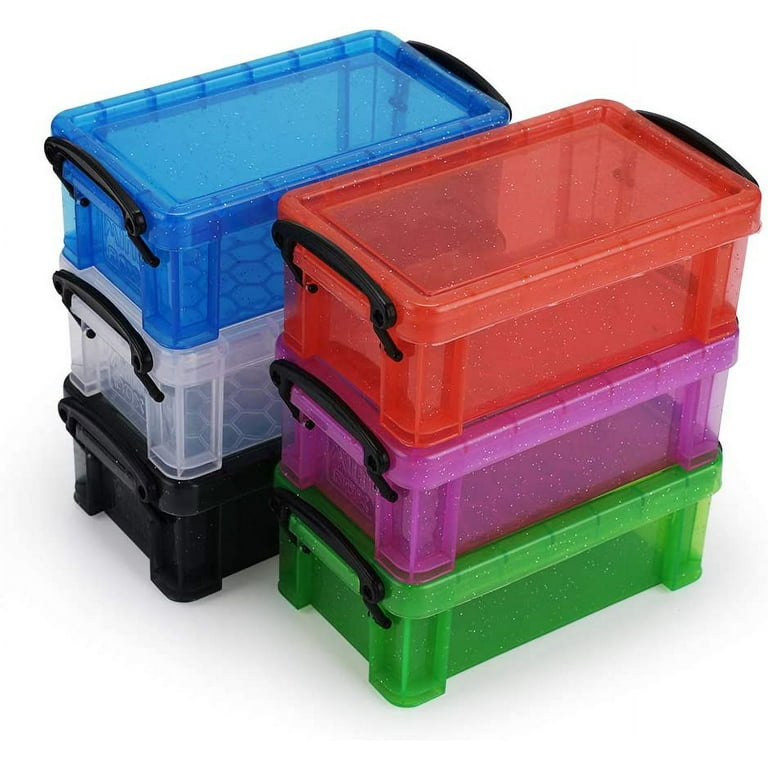 6 Colors Mini Small Plastic Storage Box with Locking Lid Clear Plastic  Organizer and Assorted Color Boxes Hold Crafts, Stationery, Jewelry, Sewing  and More in Classroom or Home Supplies 