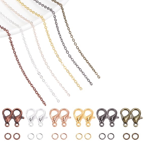 6 Colors Necklace Making Kits Include 59 Ft Iron Cable Chains 60 Pcs Lobster Claw Clasps and 300 Pcs Jump Rings Jewelry Making Chains