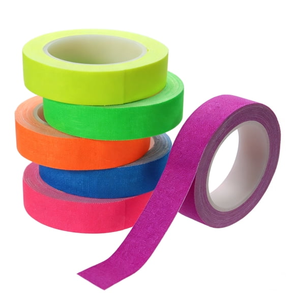 6 Colors Neon Gaffer Cloth Tape, Fluorescent UV Blacklight Tape for UV Party (0.6 inch x 16.5 feet)
