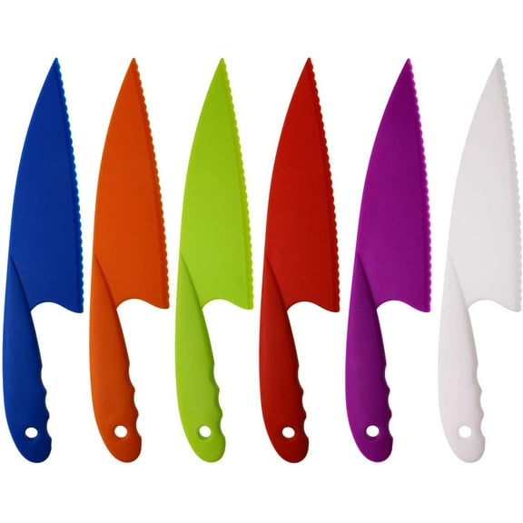 6 Colors Plastic Kitchen Knife Set Nylon Knife Children Safety Cooking Chef Knives for Fruit Lettuce Vegetable Salad Bread (6 Colors)