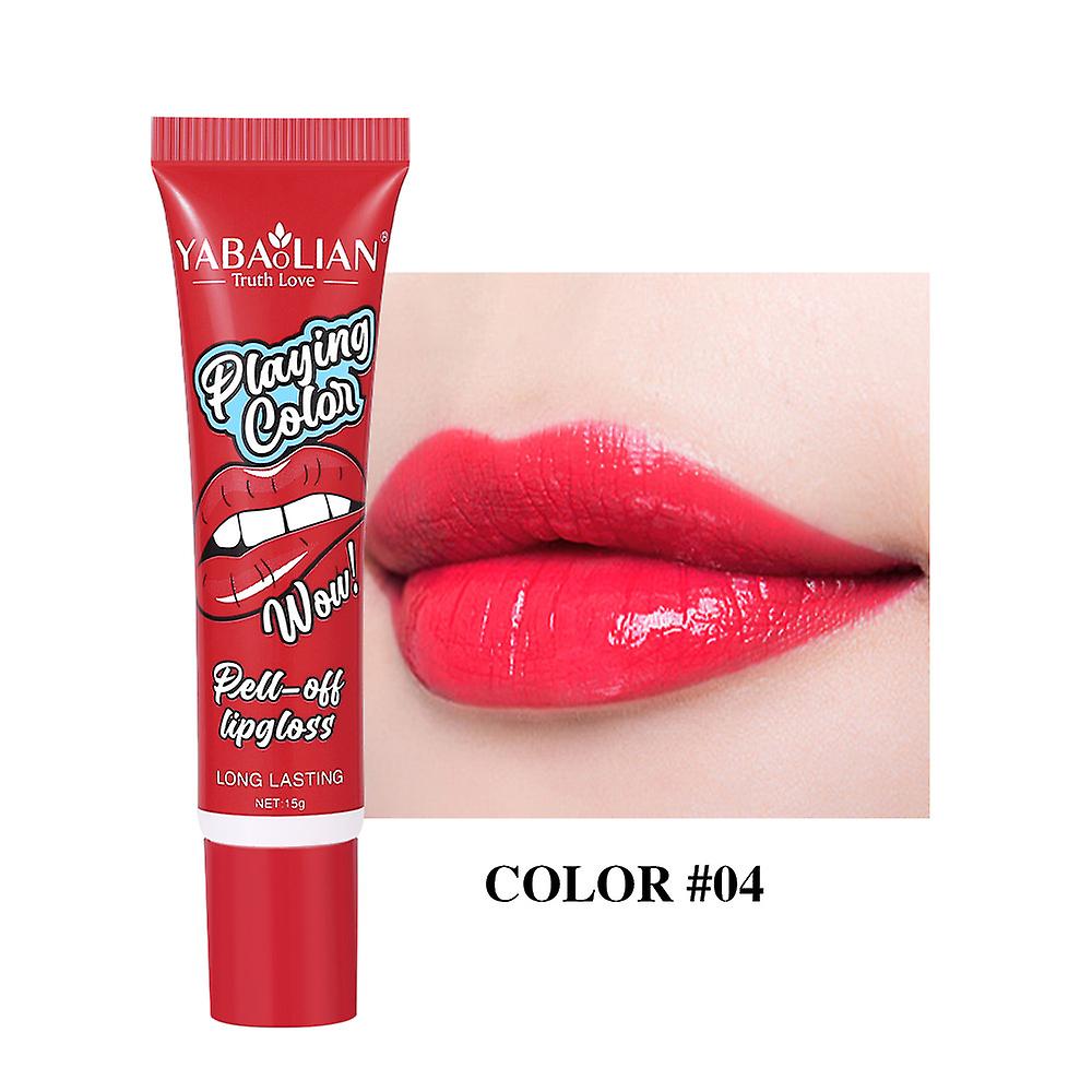6 Colors Romantic Bear Lip Gloss Tattoo Stain Magic Peel Off Mask Long