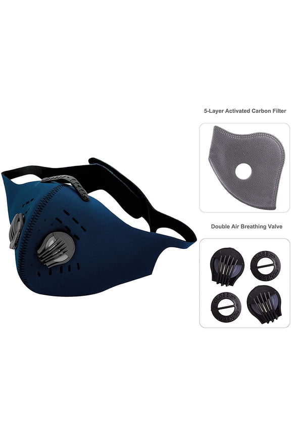 6 Colors Sports Adult Face Mask with 5 Filters, Adjustable Straps, Washable, Reusable