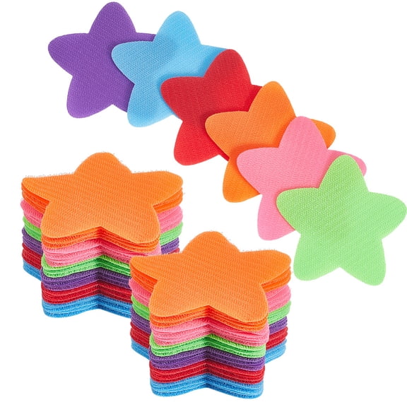 6 Colors Star Floor Spots Floor Carpet Dots 30Pcs Sitting Spots Colorful Nylon Hook and Loop Reusable Washable Sticker Rug Markers
