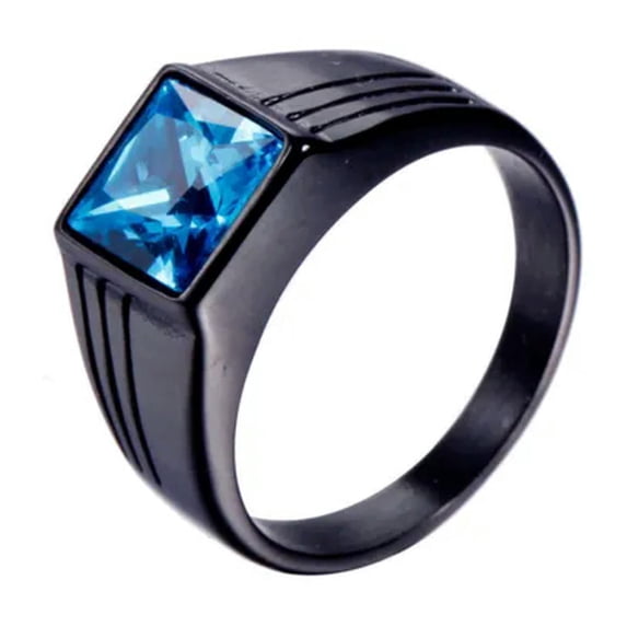 6 Colors Stone Engagement Band Ring Men Jewelry Black Anniversary Ring Size 7-13
